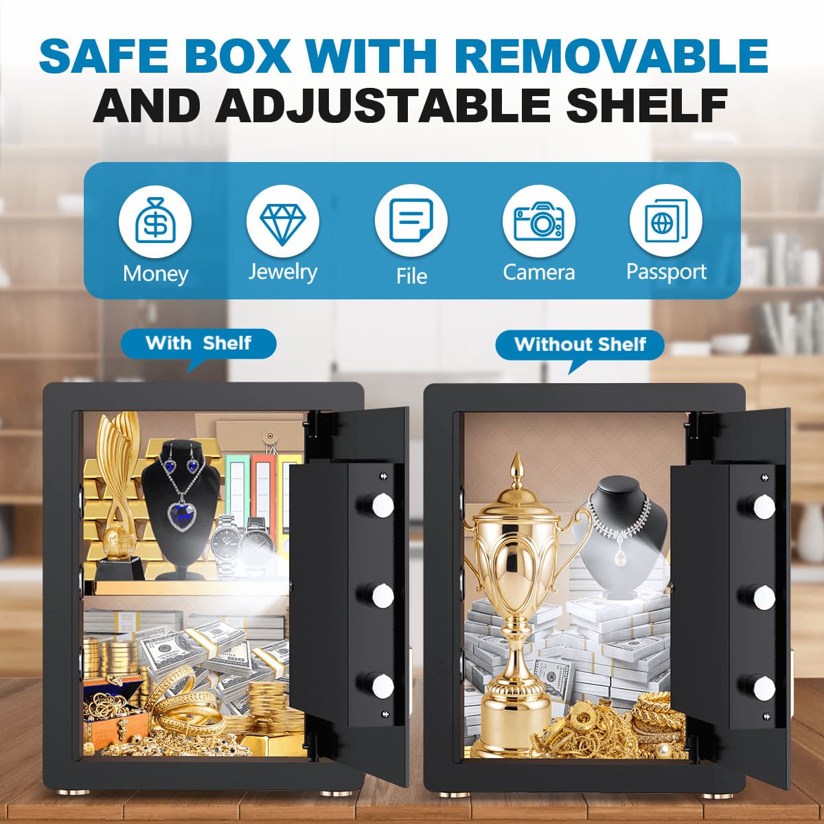 BESAFETY 3.8 Cuft Large Safe Box, Digital Keypad Home Security Safe 4