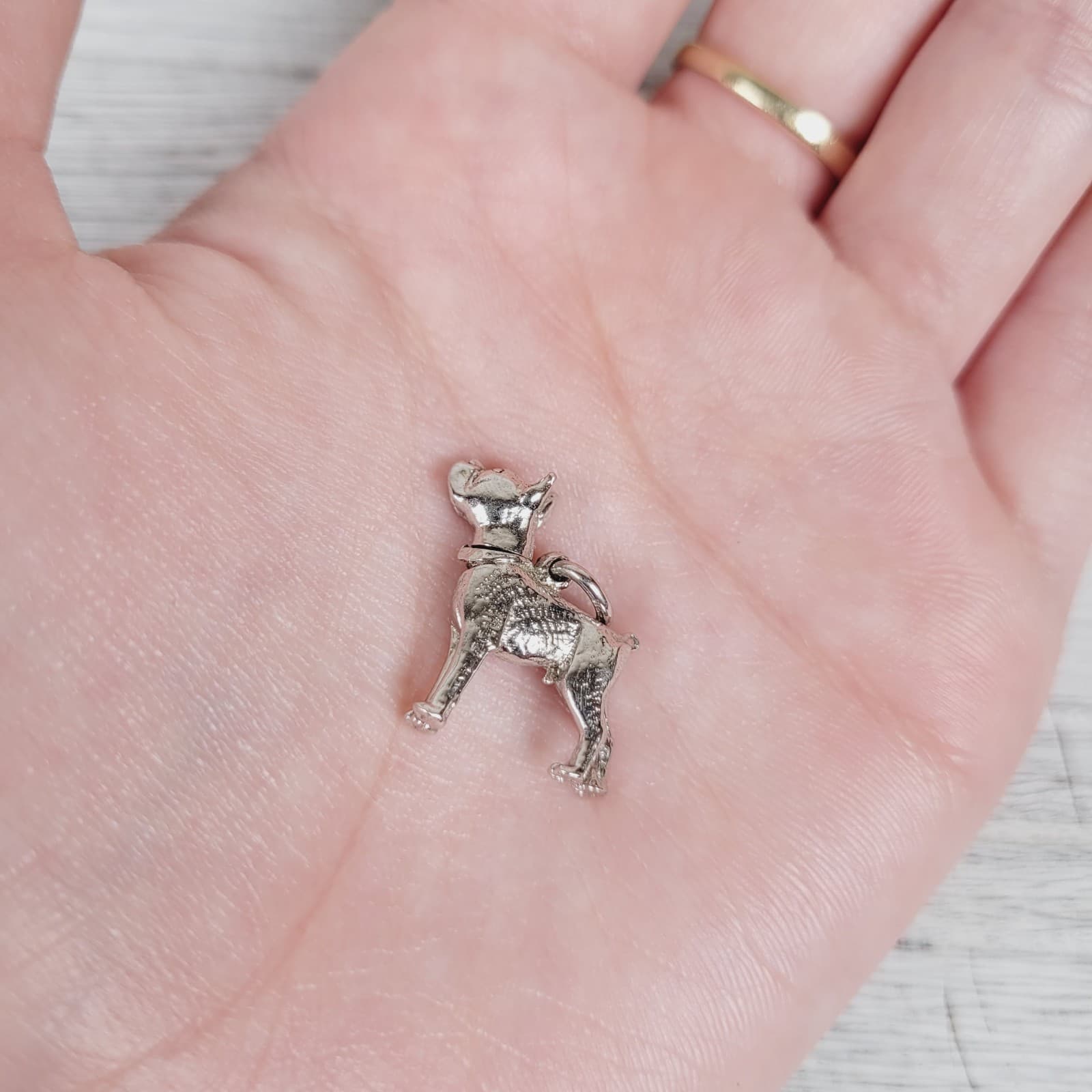 VINTAGE BULL DOG STERLING SILVER 925 PENDANT MOVING CHARM RETRO PRETTY 4