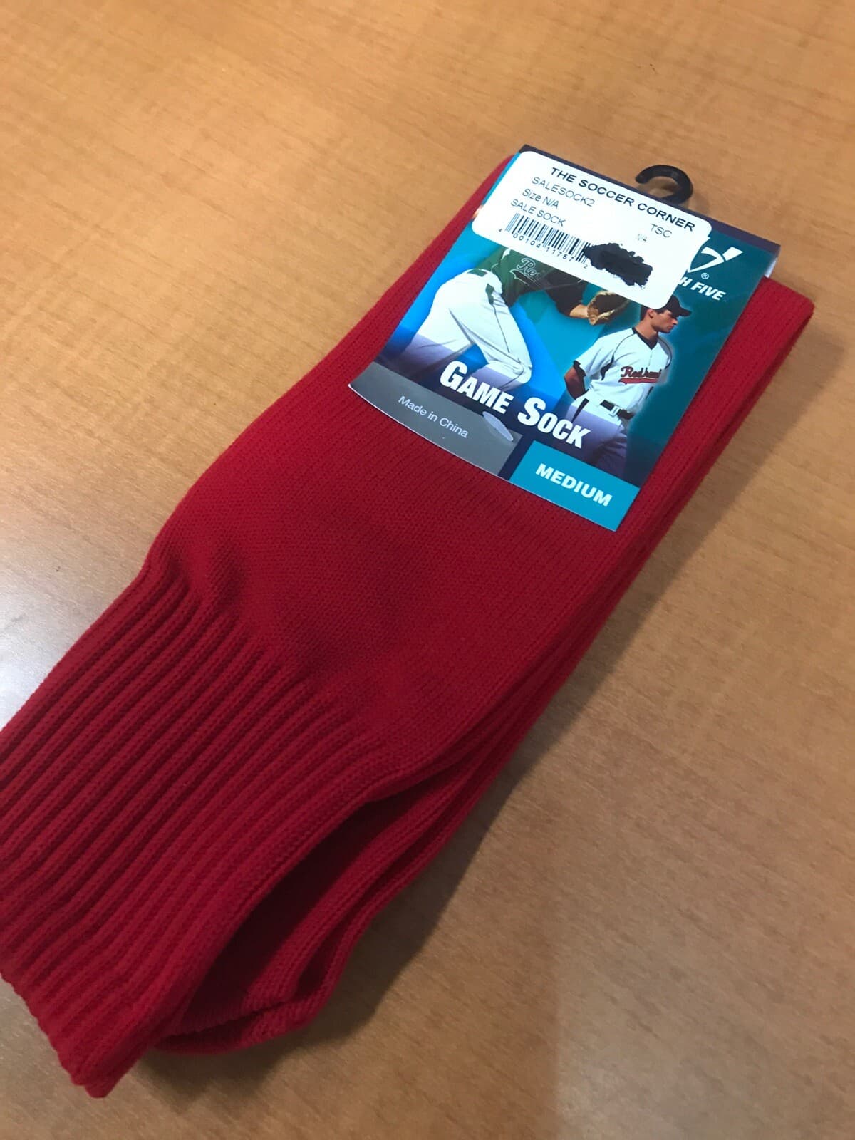 NEW High Five Athletic Game Socks Color Red Size M Medium (19") NWOT 5