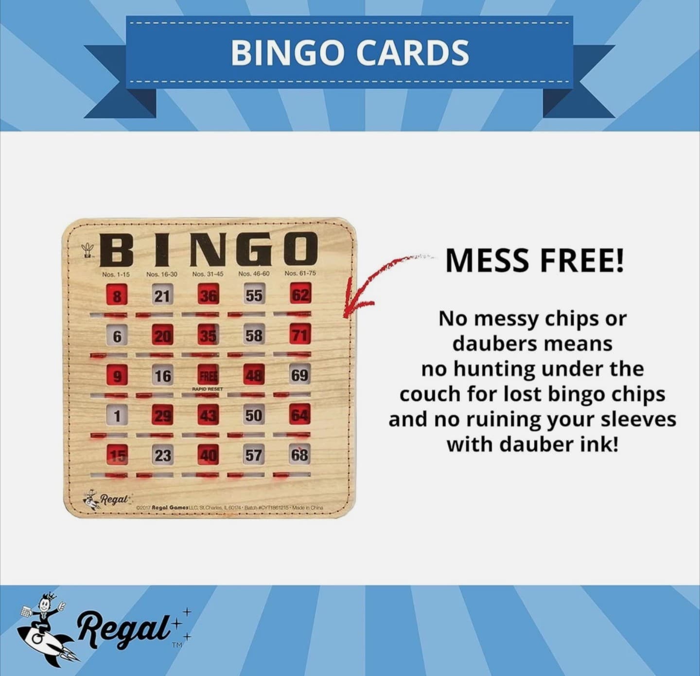 50-Pack Bingo Cards Stitched Reusable Shutter Slide with Clear Slider Light 3