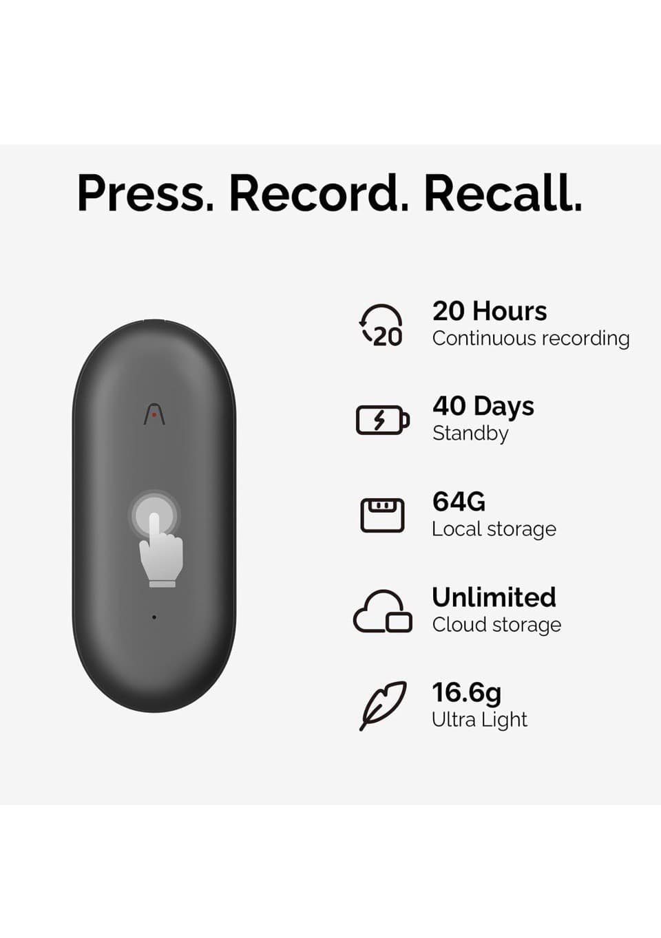 AI Voice Recorder,  NotePin Voice Recorder, App Control, AI Notetaker (Brand New 3