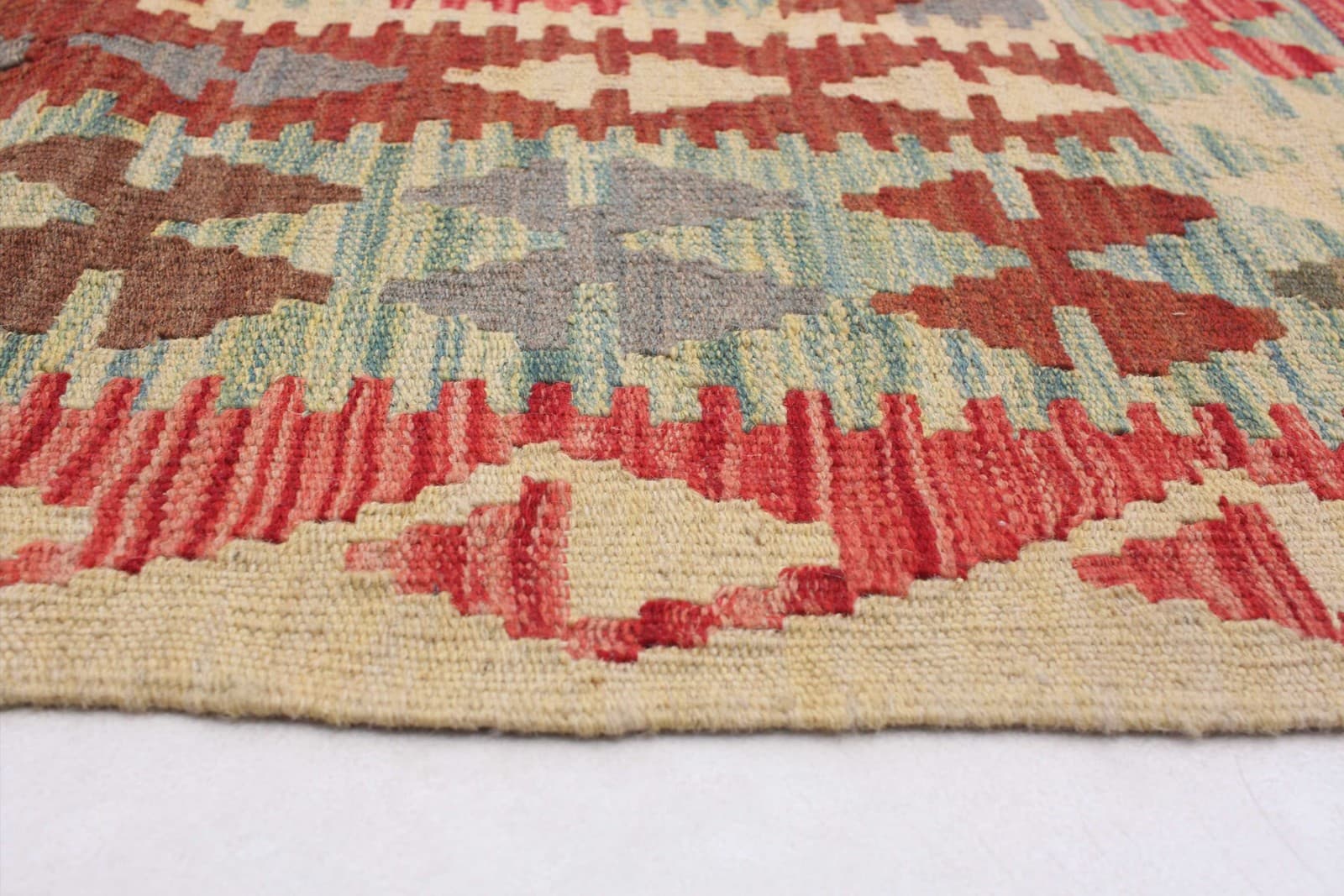 Vintage Geometric Hand Woven Carpet 3'3" x 4'11" Traditional Wool Kilim Area Rug 5