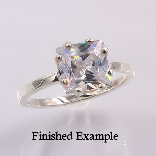 Sterling  (5mm - 12mm) Square 8-Prong Ring Mounting (Ring Size 4-11) 4