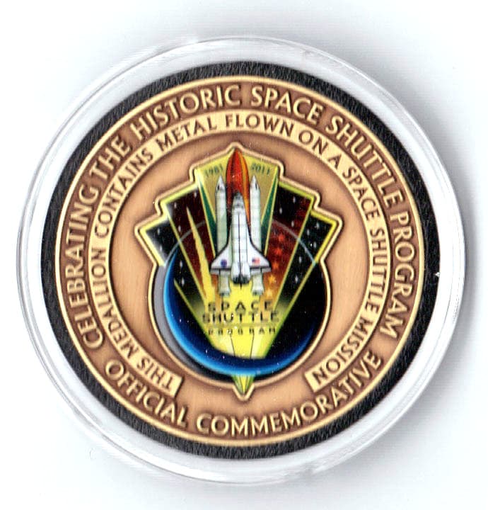 SPACE SHUTTLE COMMEMORATIVE NASA COIN-MEDALLION CONTAINING FLOWN SHUTTLE METAL 5