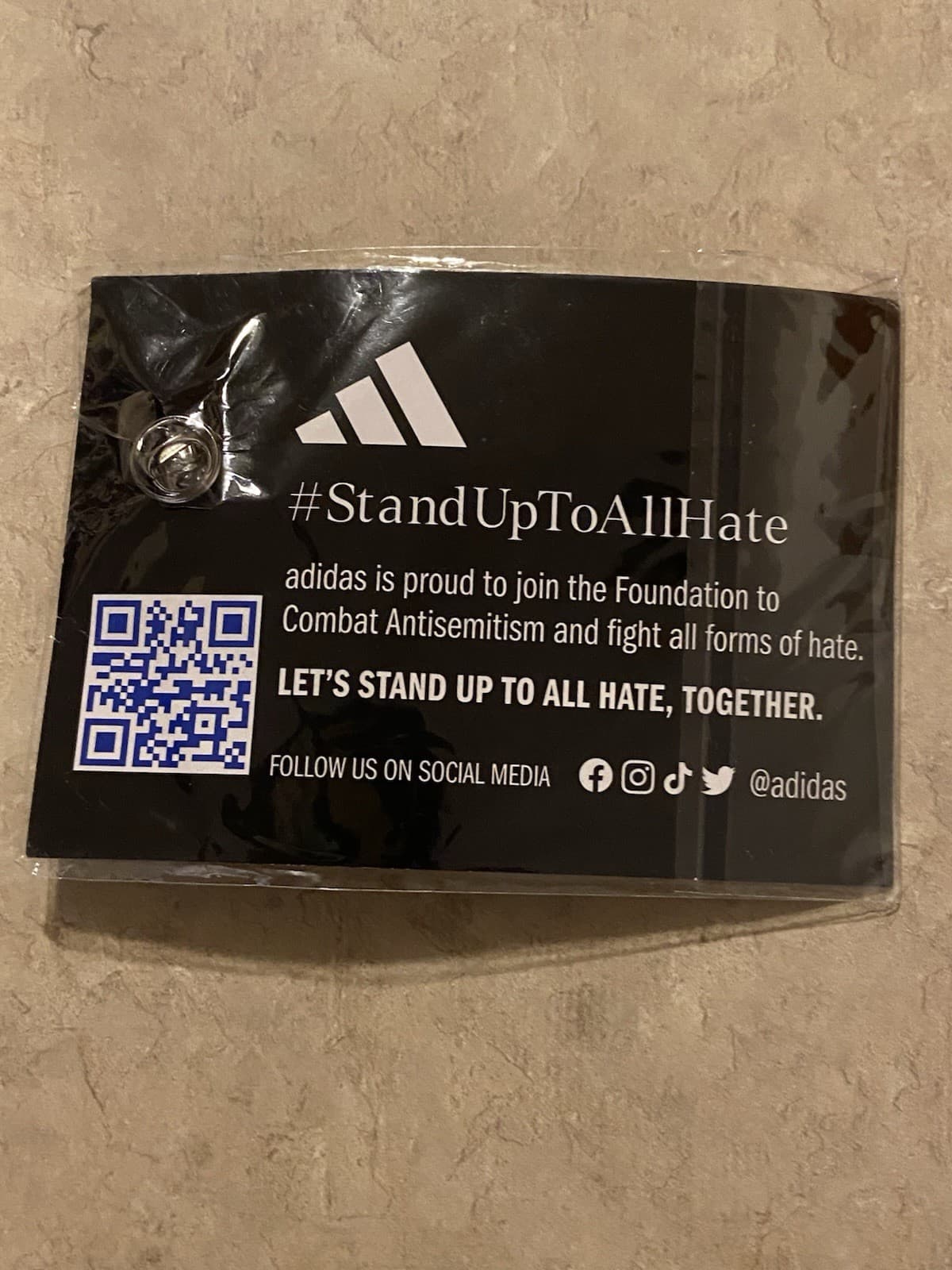 Adidas Blue and White Stand Up to Jewish Hate Pin NWT Yeezy YZY Kanye West 2