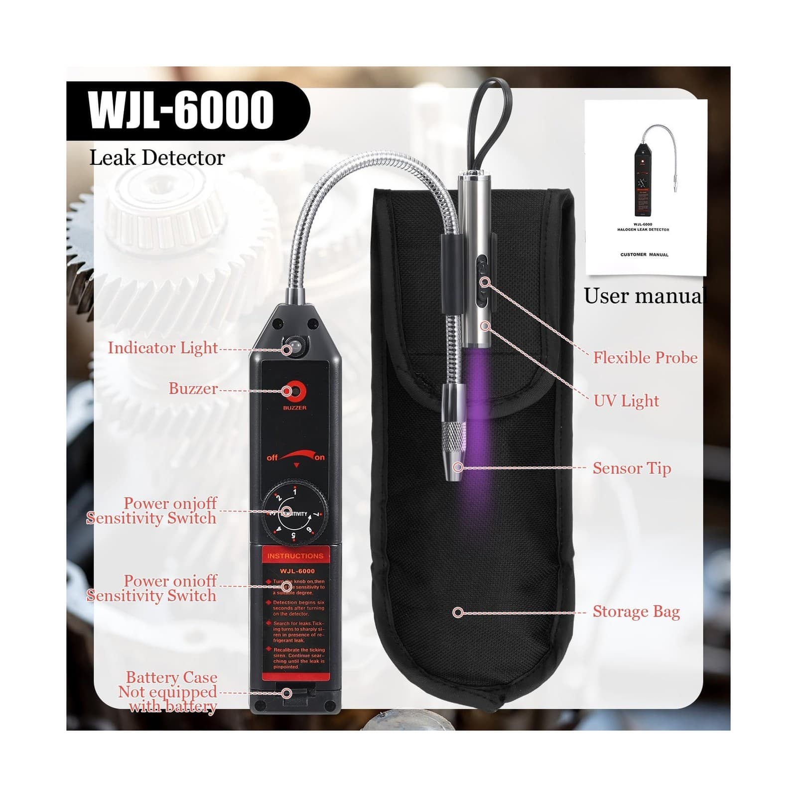 AC Leak Detector Kit WJL-6000UV Refrigerant Leak Detector Auto Air ... Fast Ship 2