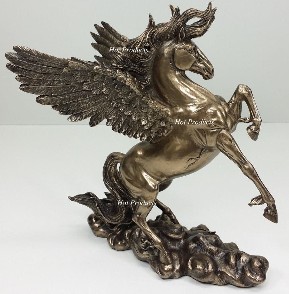 11" Pegasus  Rearing Horse Greek Mythology Statue Sculpture Bronze Finish 2