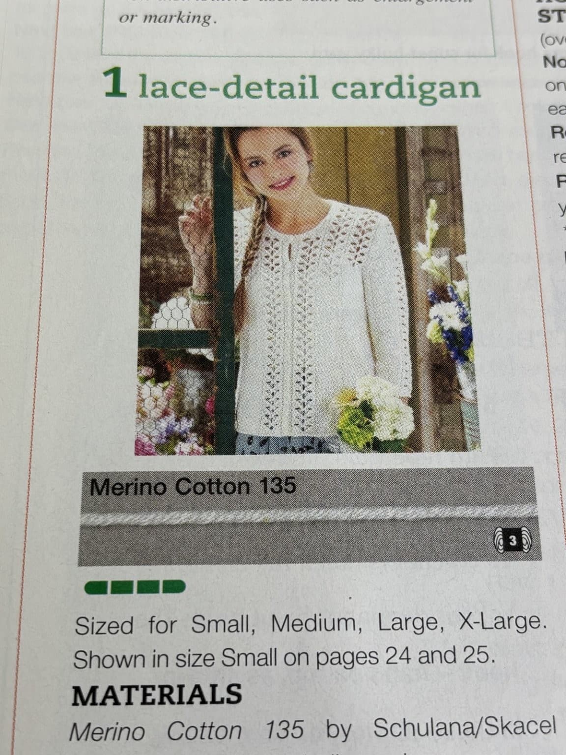 Lace Detail Cardigan Knitting Pattern Sizes XS-XL Magazine Pages 2