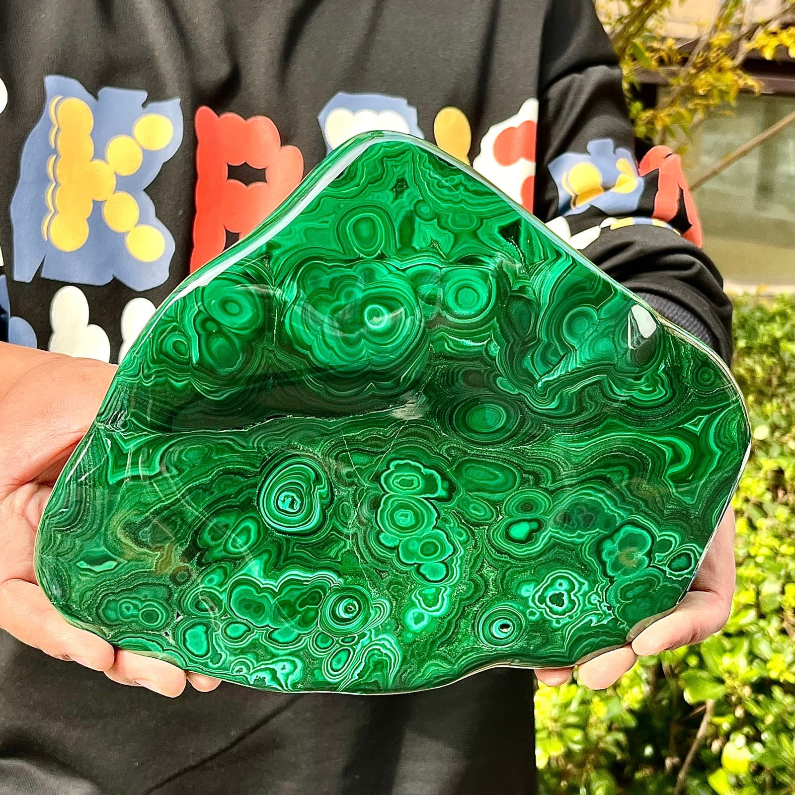 9.28LB Natural glossy Malachite transparent cluster rough mineral sample 3