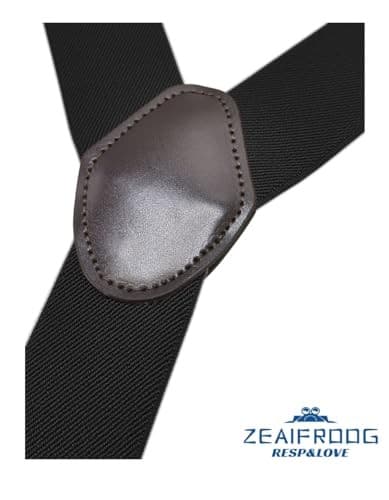 1.5 In Y Belt Loop Suspenders for Unisex Under Clothing with 3 Hooks. Black 3