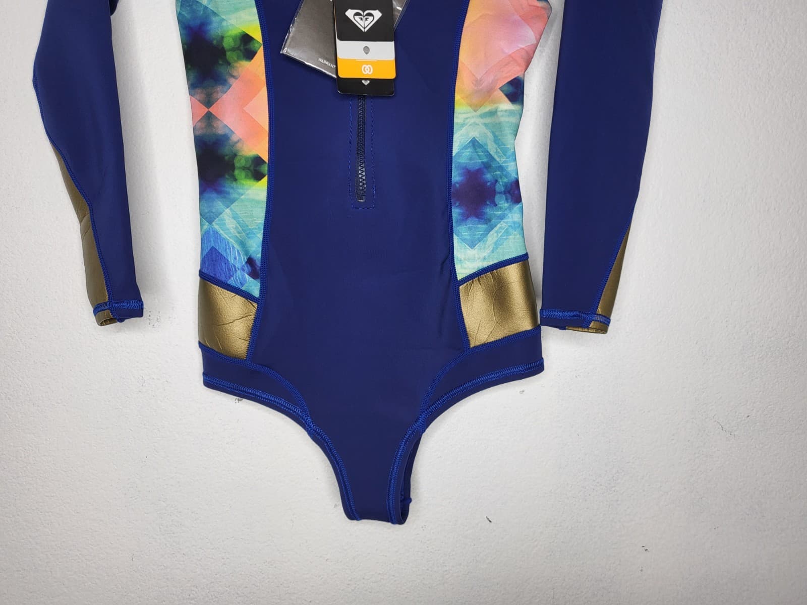 ROXY Pop Surf 2.0 One-piece Wetsuits Women's Size 4 Long Sleeve Blue Multi NWT 3