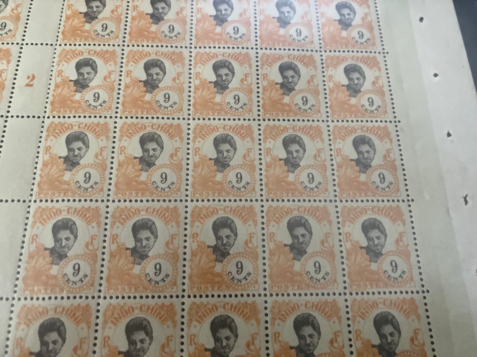 Indo China 1922 Cambodia Marginal MNH 9c sheet of 50 -see details 3