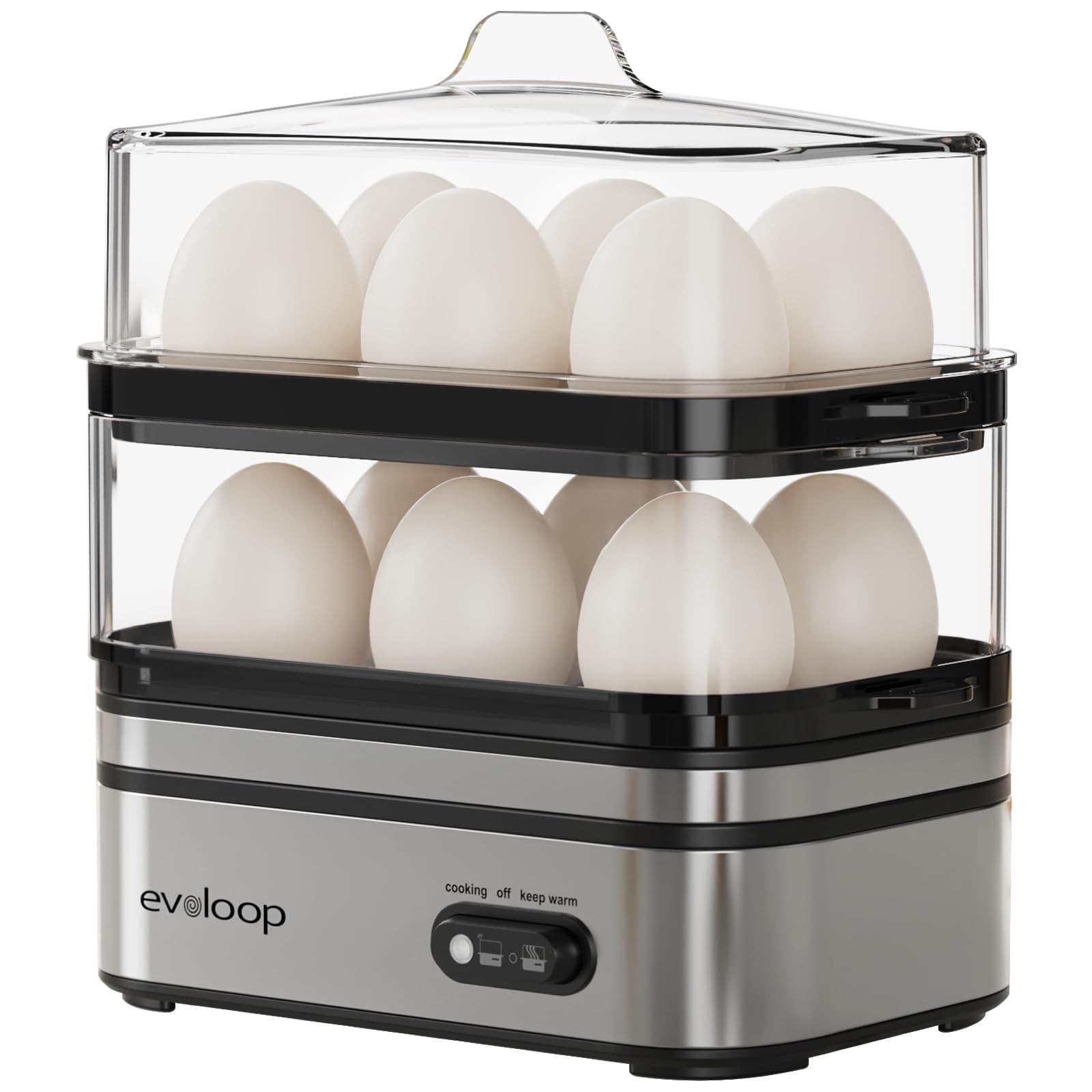 Rapid Egg Cooker 12 Eggs Capacity, Soft, Medium, Hard Boiled, Poached, Omelet...