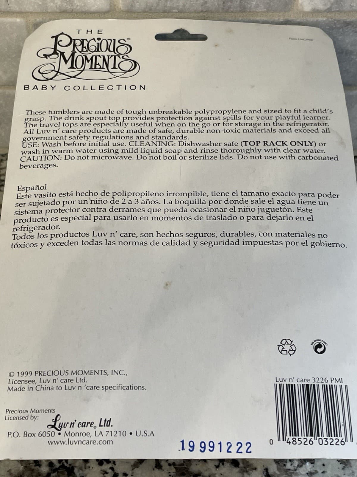 Vintage 1999 Precious Moments Luv n' Care Plastic Tumblers / Sippy Cups - NEW 3