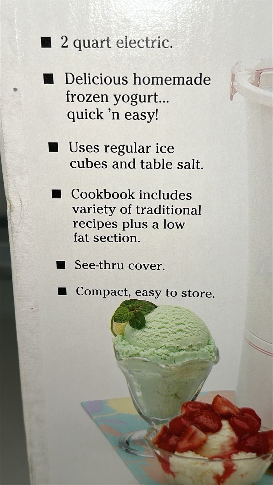 Rival Frozen Yogurt Maker/Ice Cream Freezer Model #8200 (White)NEW And Sealed 3