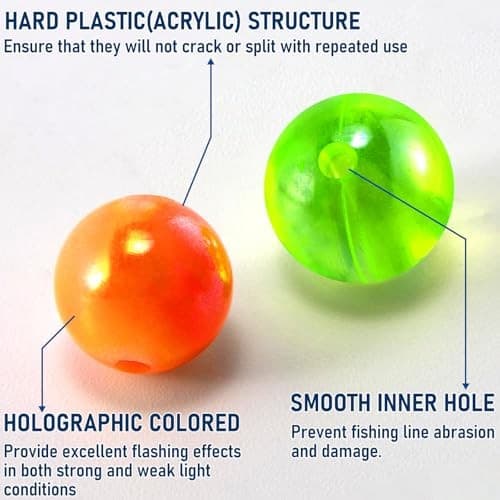  100-Pack Fishing Beads Holographic Beads for 8mm Holographic Chartreuse 5