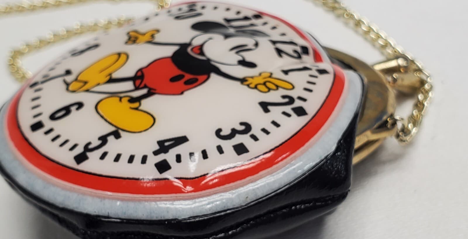Vintage early 1970s Walt Disney Mickey Mouse Clock Change Purse Necklace RARE 4
