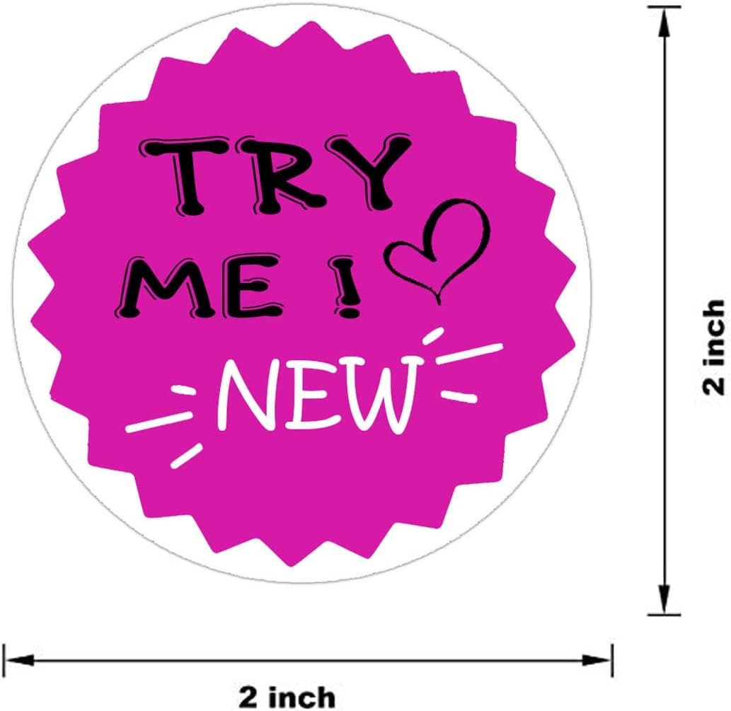 Try Me Stickers,Round New Try Me Grocery Store Food Labels 500/Roll Pink 2 Inch 2