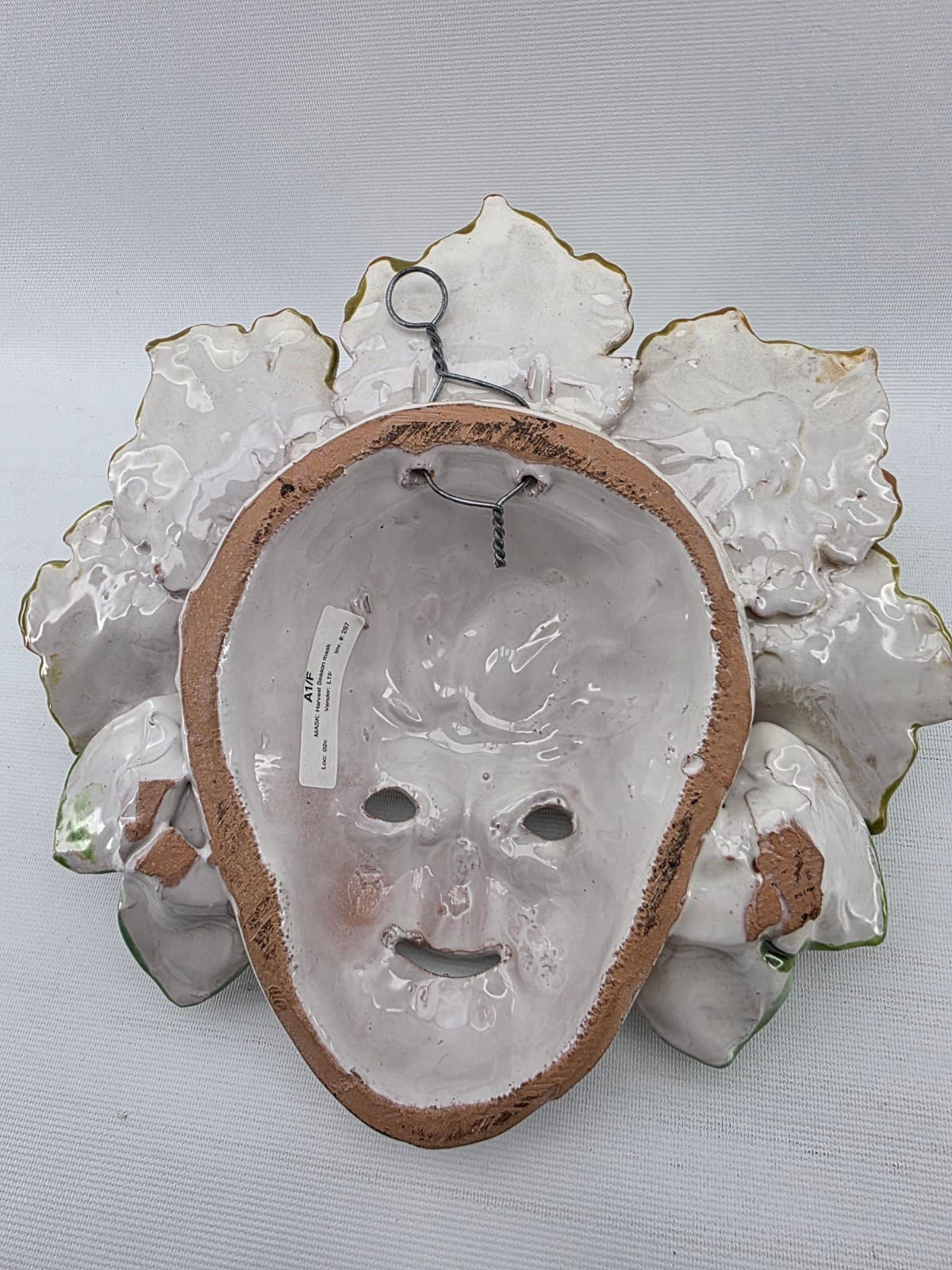 Bacchus Terra Cotta Face Mask Wall Plaque Wine God Harvest Season 6