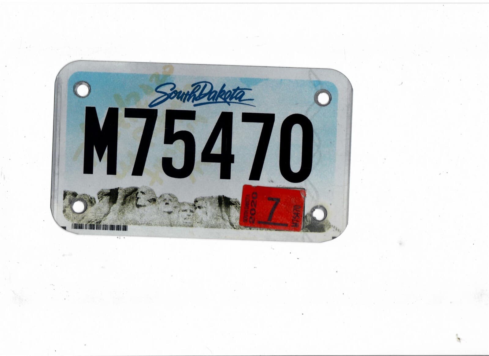 SOUTH DAKOTA 2020 license plate "M75470" ***MOTORCYCLE***