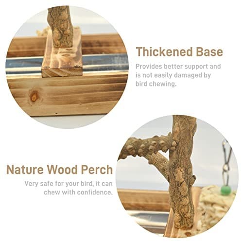 Natural Wood Bird Toys Playground, Bird Cage Accessories, Bird Perches, with  6