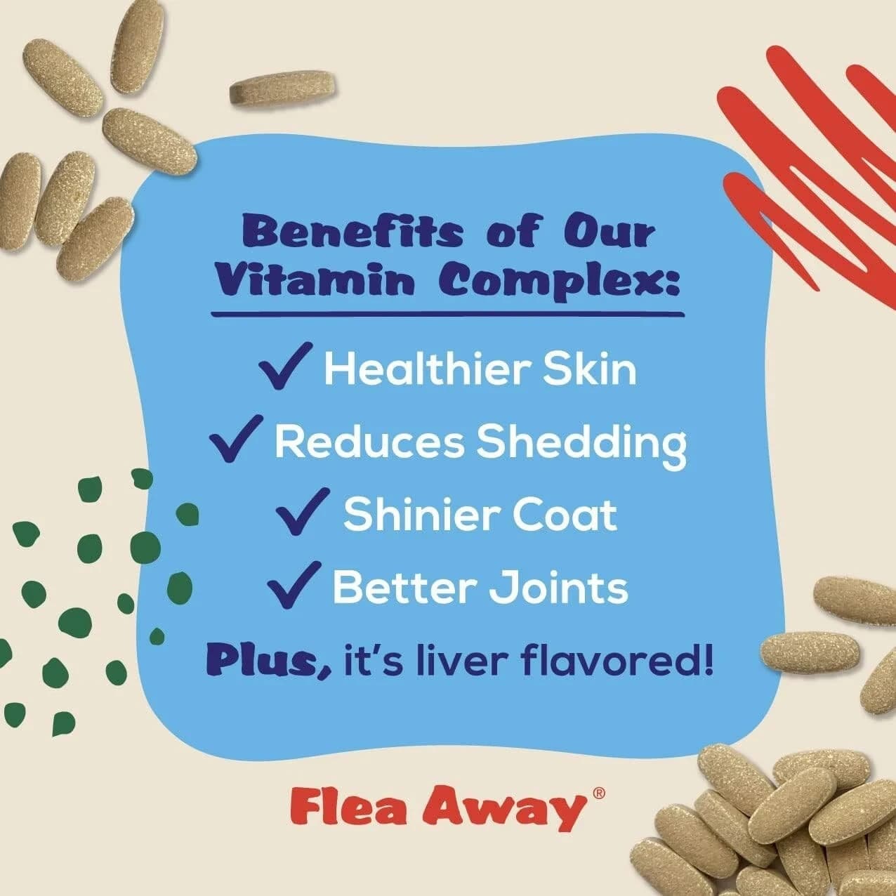 Flea Away 100 Chewable Tablets Flea, Tick & Mosquito Repellent for Dogs & Cats 6