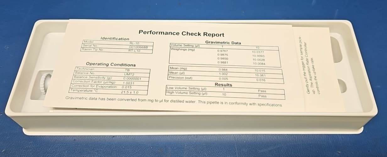 New, Rainin Pipet Plus Pipettes RL-10 Pipettor latch style 0.5 to 10 ul LTS. 4