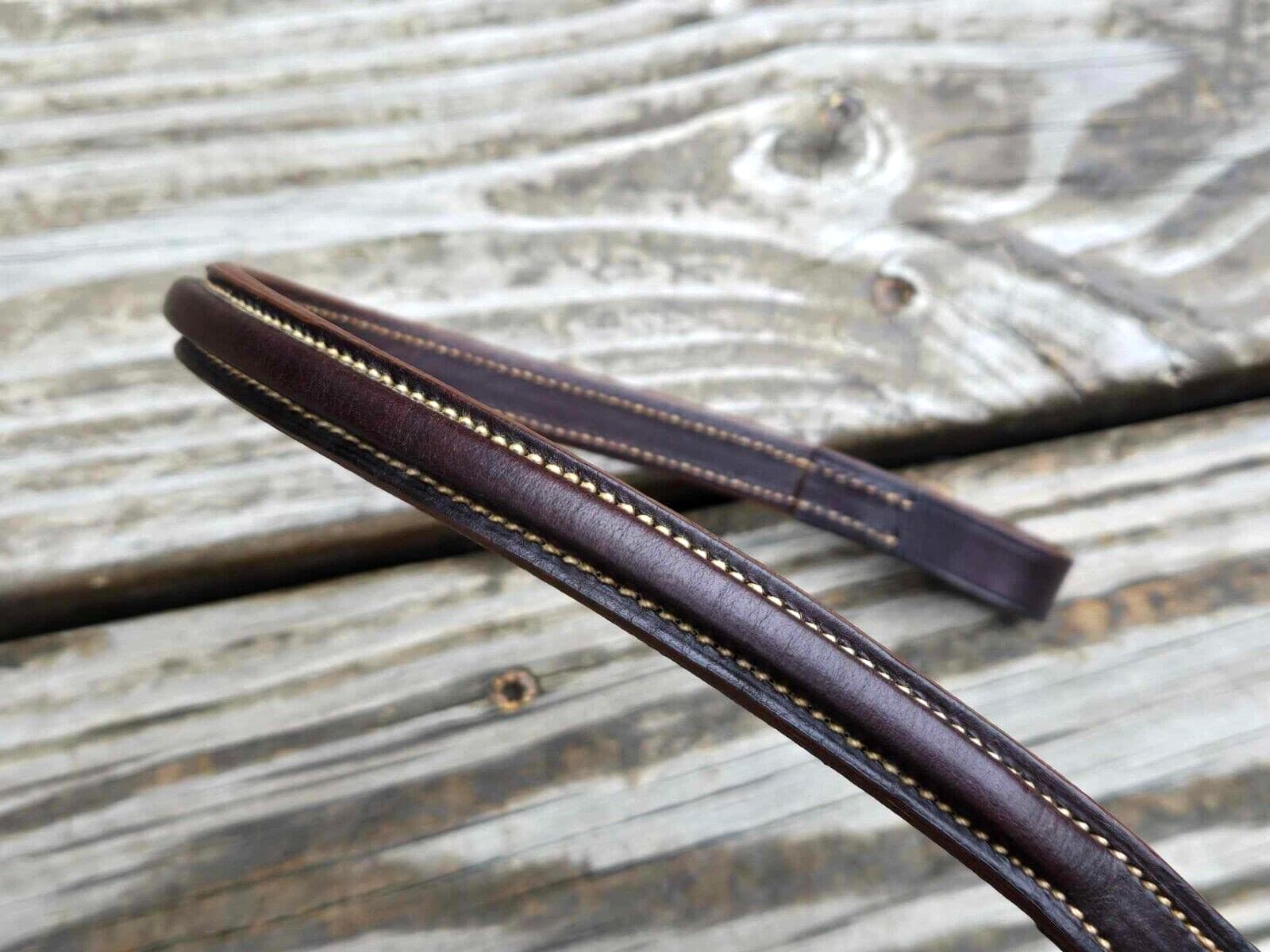 Devoucoux Dark Brown Square Raised English Hunter Browband - Size Medium 2