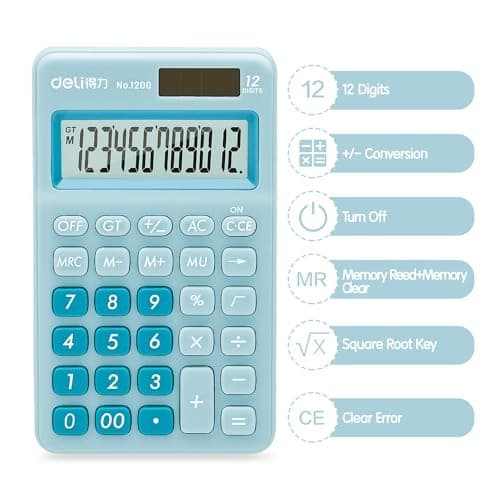 Standard Function Basic Calculator, 12 Digit Desktop Calculator Small Blue 5