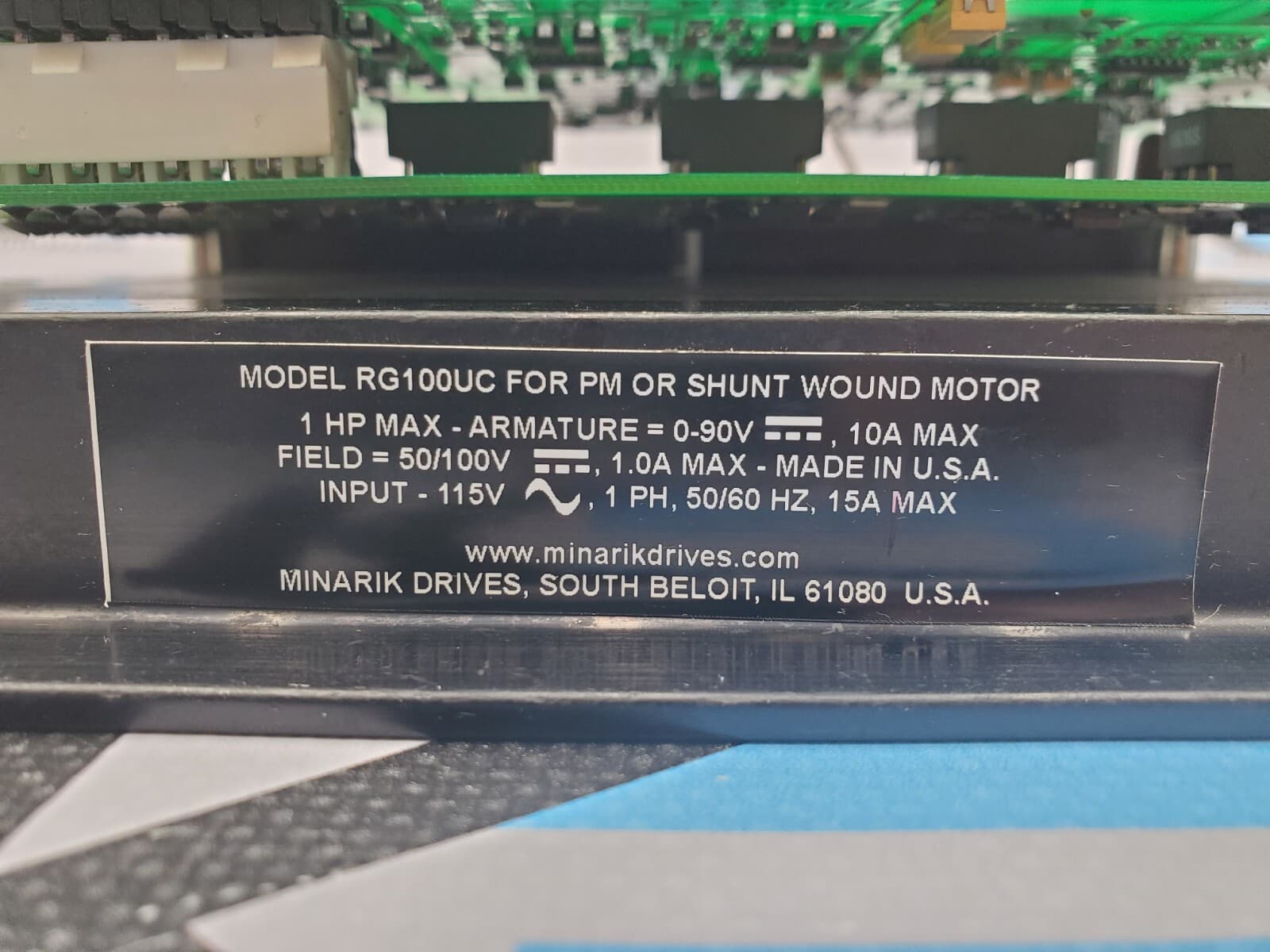TESTED Minarik RG100UC Motor Drive Board 115V 1Ph 50/60Hz 15A Max 2
