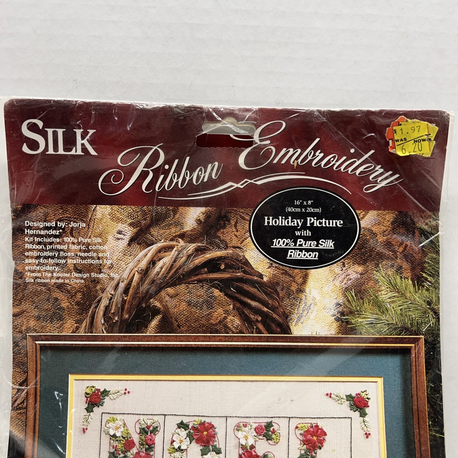 Bucilla Silk Ribbon Embroidery Kit NOEL Holiday Christmas Picture Sealed #83287 4