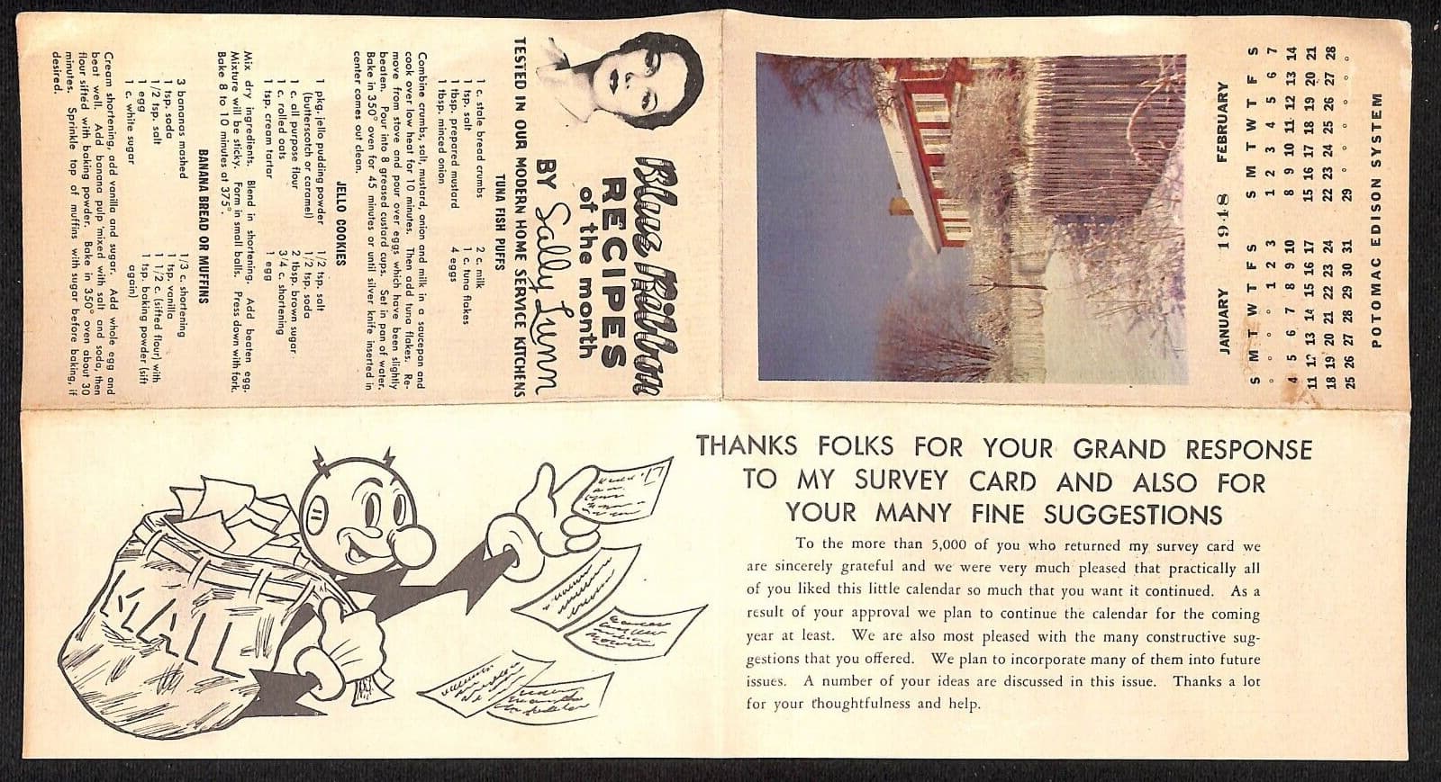 Potomac Edison Power Reddy Kilowatt 1948 "Reddy Mail Carrier" Calendar Scarce 2