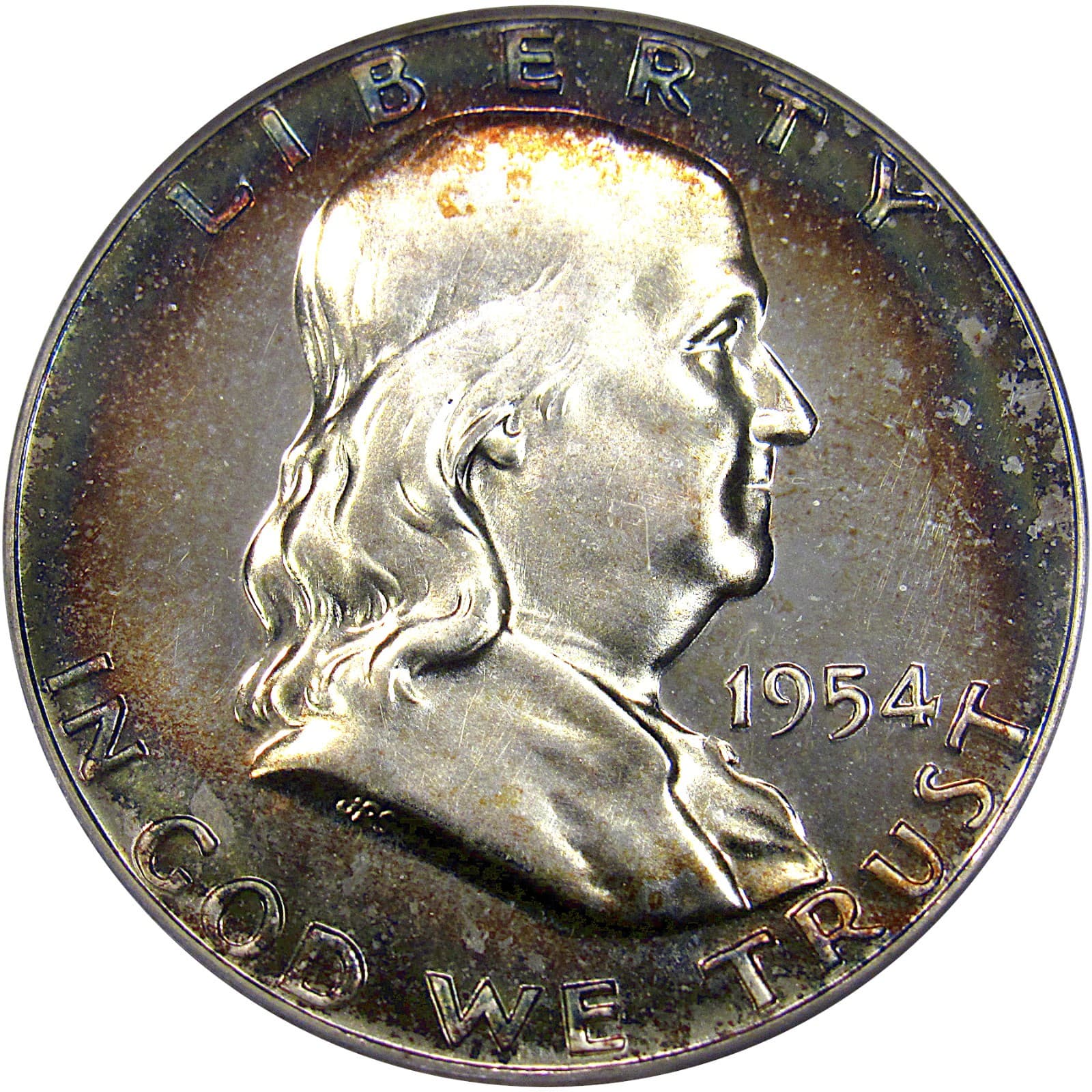 1954 50C PCGS / CAC PF64 FRANKLIN ~ RIM COLOR & NEARLY CAMEO! 3