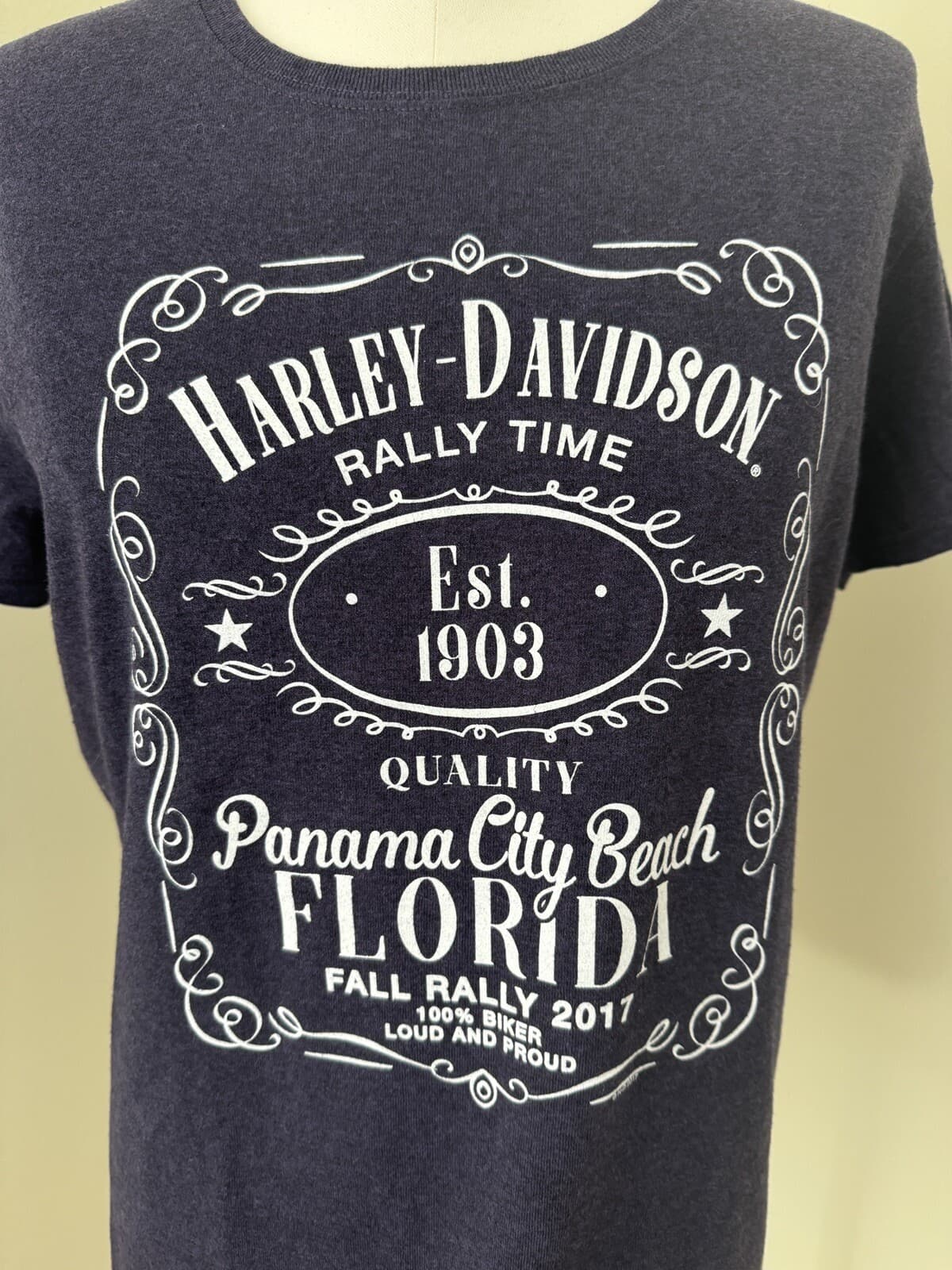 Harley Davidson Med Large T Tee Shirt Blue Panama City Beach Florida 2017 Rally 2