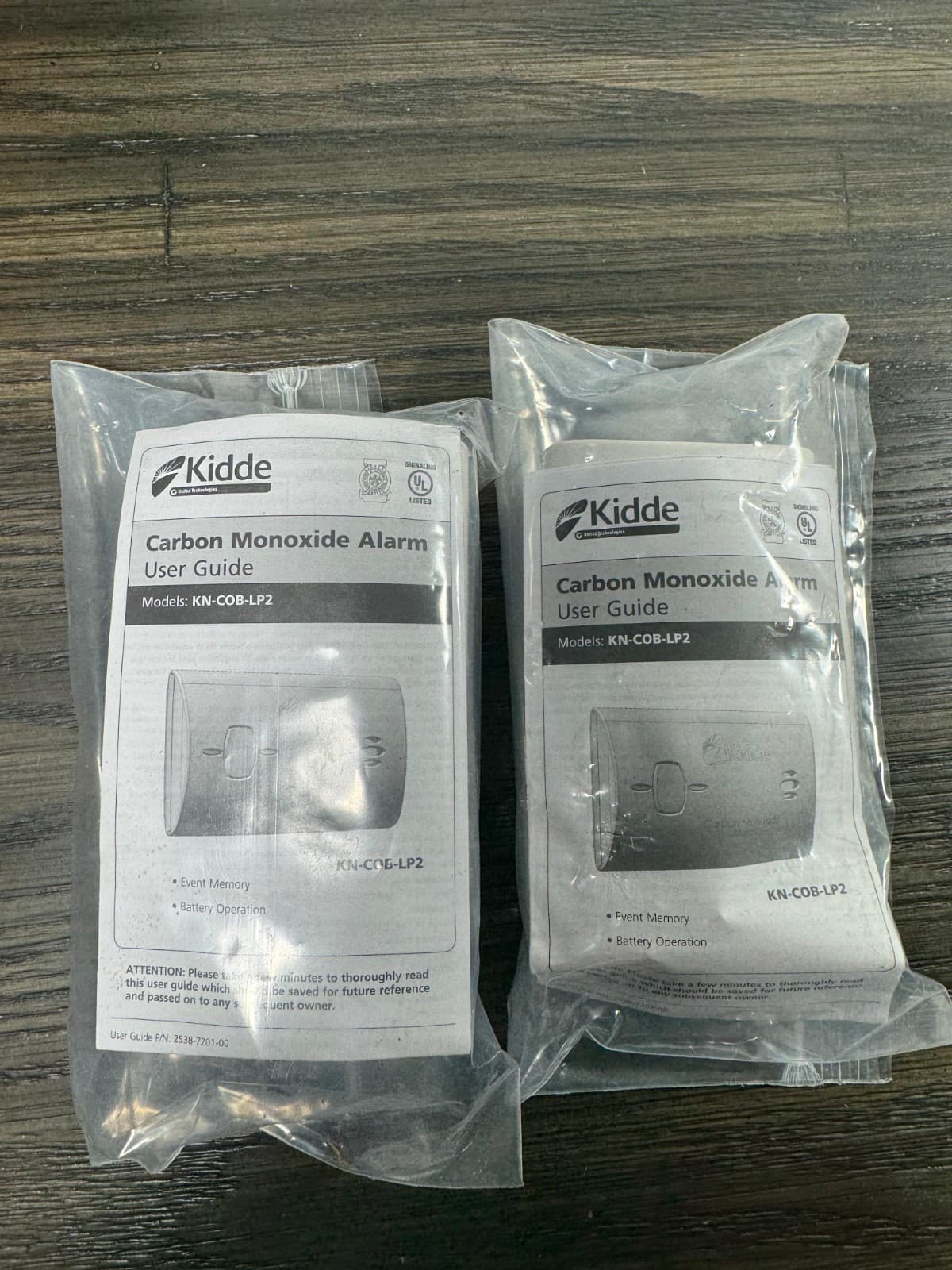 Set of Two Kidde KN-COB-LP2 Carbon Monoxide CO Detector Alarm Battery Operated 2