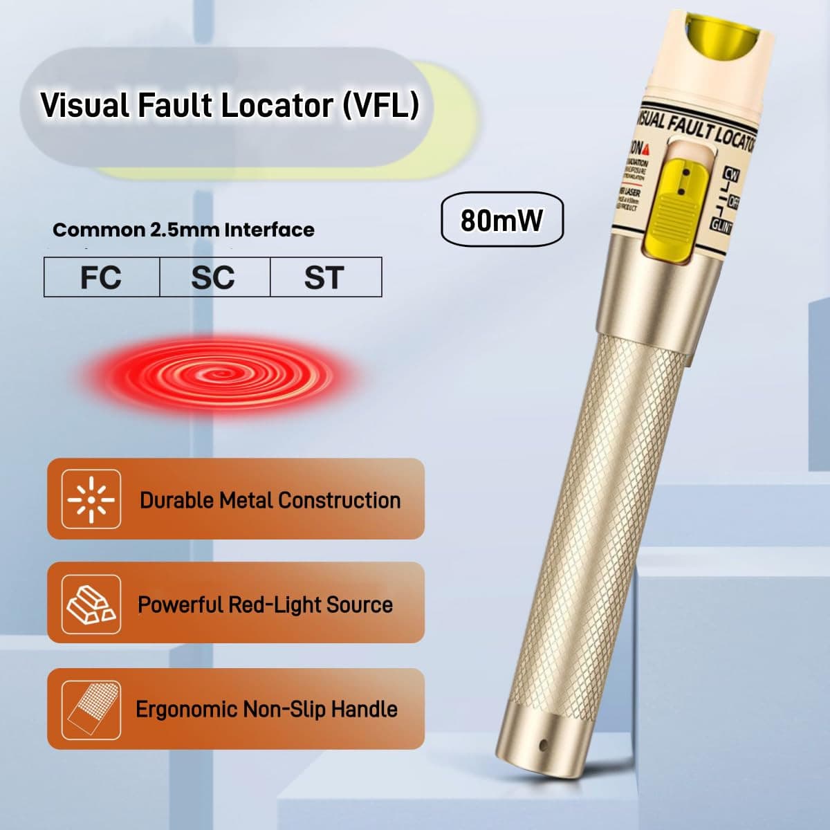 100Mw Visual Fault Locator, 100-120KM Fiber Optic Cable Tester Meter VFL Red Lig 2