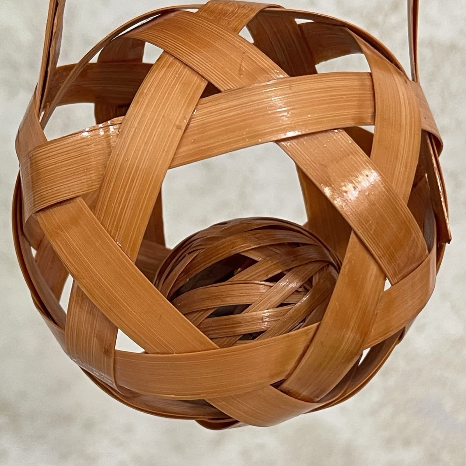 Vintage Handcrafted Woven Rattan Christmas Rattle Shaker Pebbles Inside 5” H 3