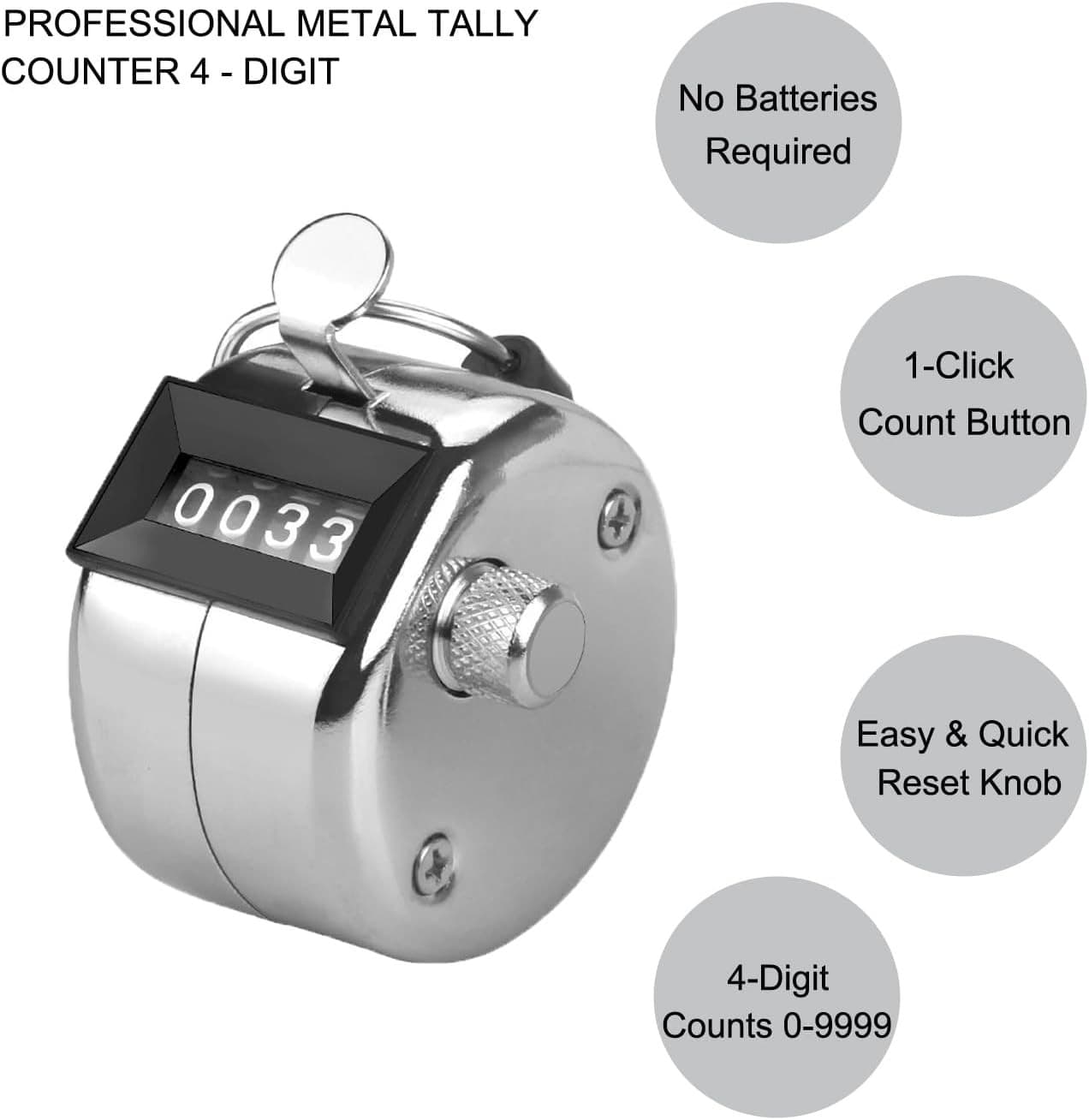 Metal Tally Counter Clicker Handheld Pitch Counter, Manual 2PC  2