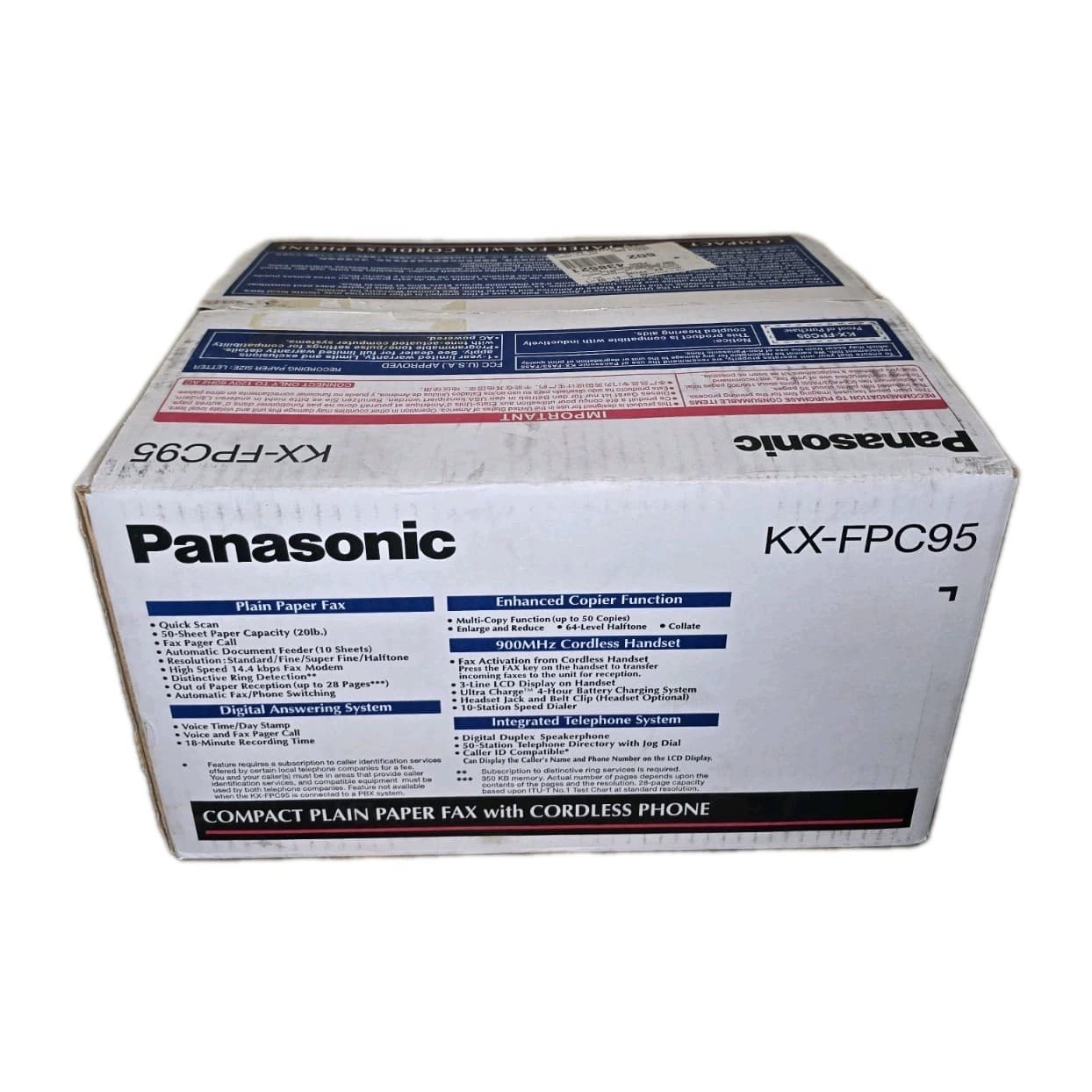 Panasonic KX-FPC95 Fax Compact Machine, Cordless Phone Plain Paper Copier 4