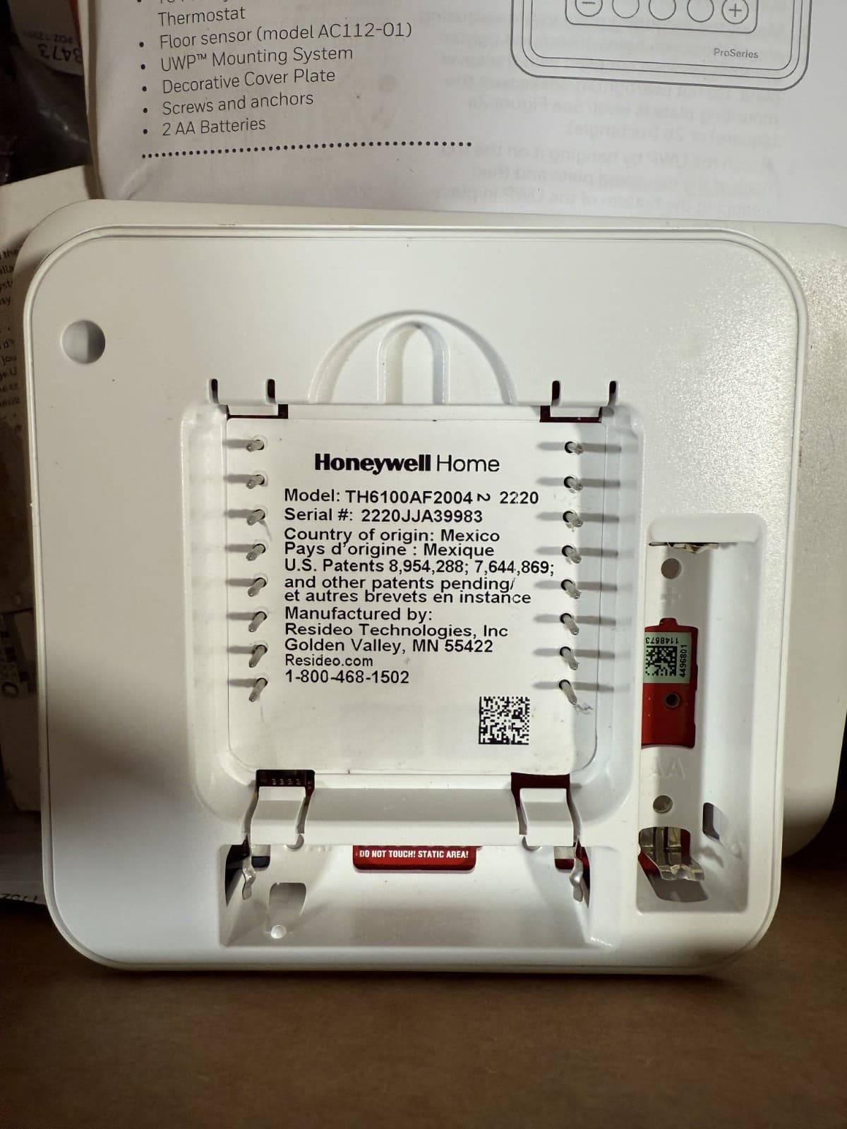 Honeywell Home TH6100AF2004/U T6 Hydronic Programmable Thermostat - White 2