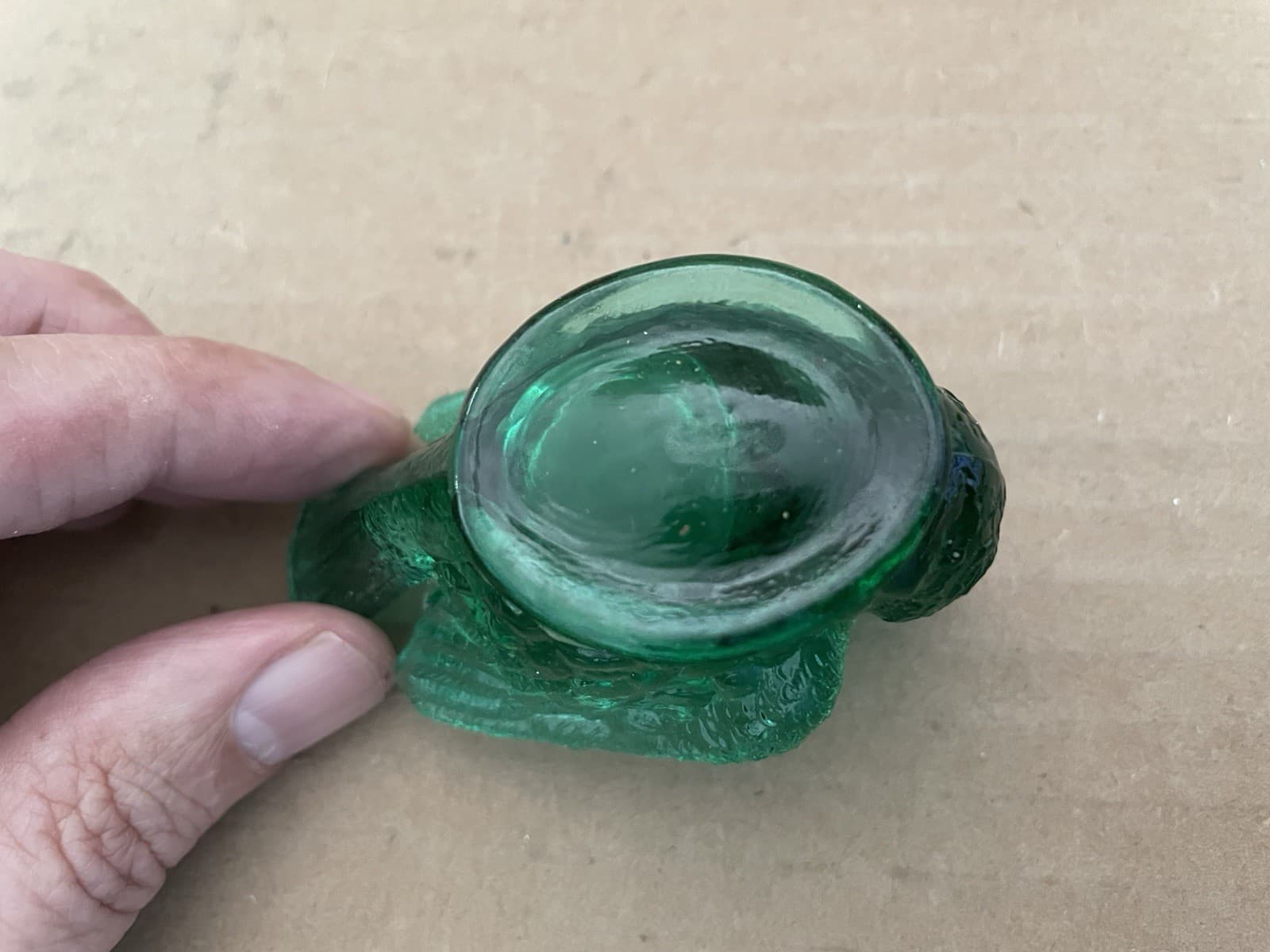 Vintage DEGENHART GLASS Bird Open Salt Cellar Dip GREEN 6