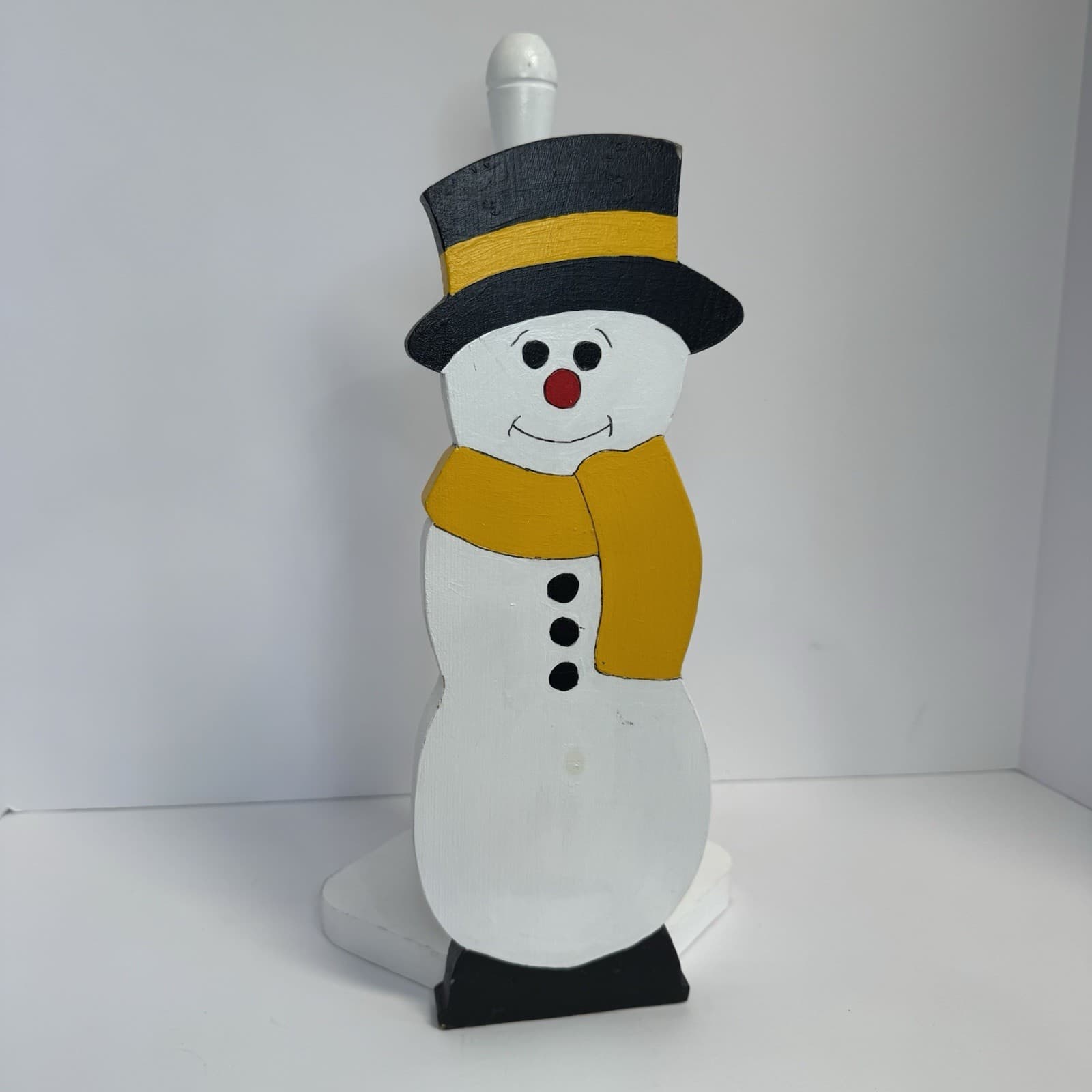 Snowman Paper Towel Holder Wooden Christmas Decor 2