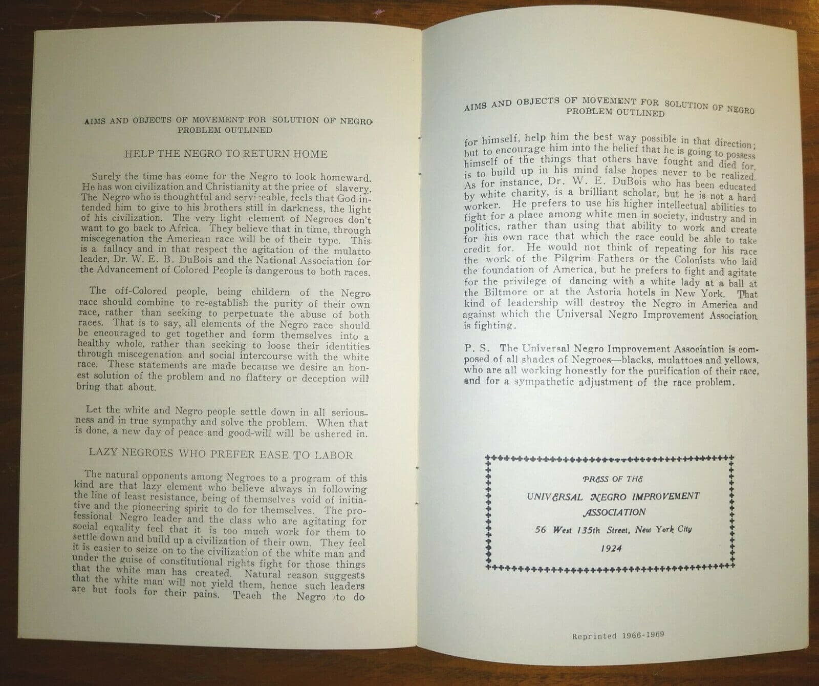 MARCUS GARVEY Pamphlet ~ Aims and Objects of Movement for solution of Negro...   6
