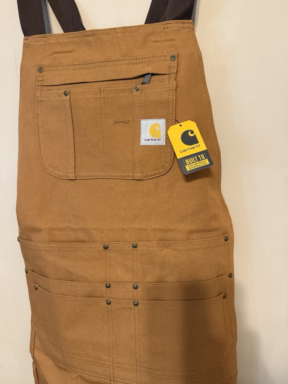 Carhartt Men's Firm Duck Apron Tan Tool Pouches Pockets Brown NWT NEW 3