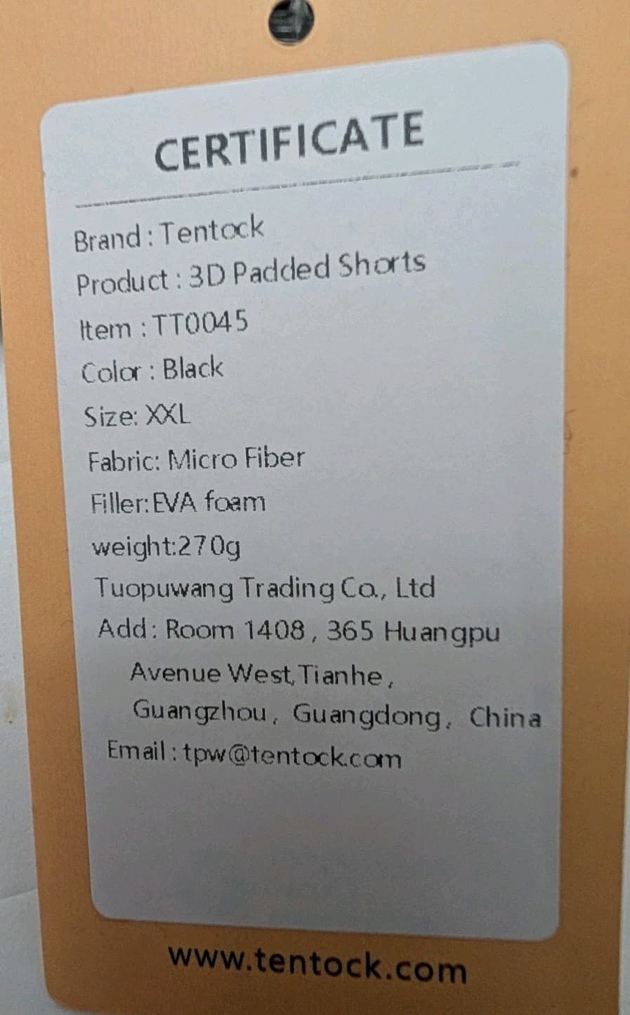 Tentock 3D Padded Shorts Size XXL 3