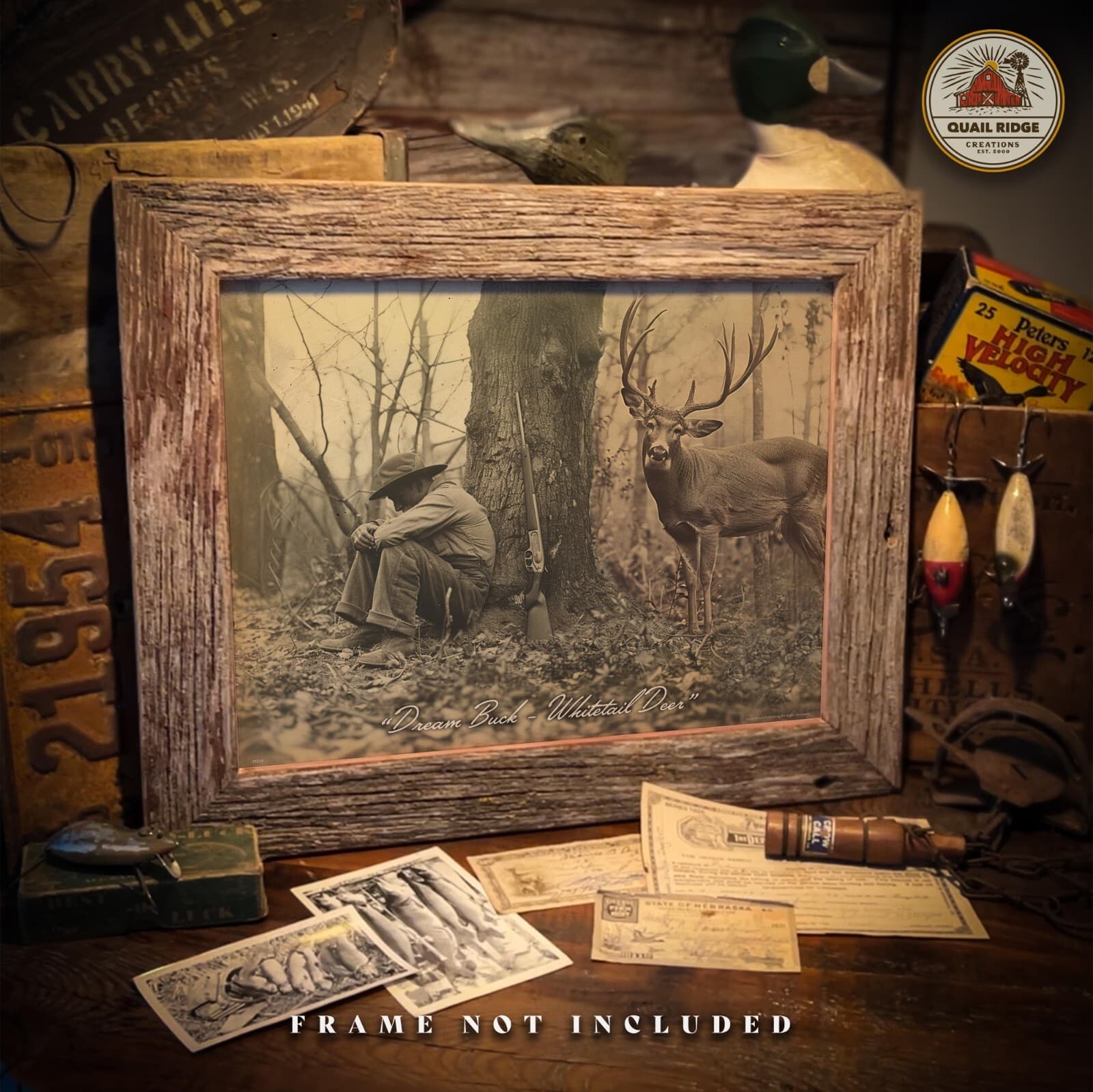 Dream Buck Whitetail Deer Art Print Bow Hunting Fishing Cabin Wall Decor Gift 4