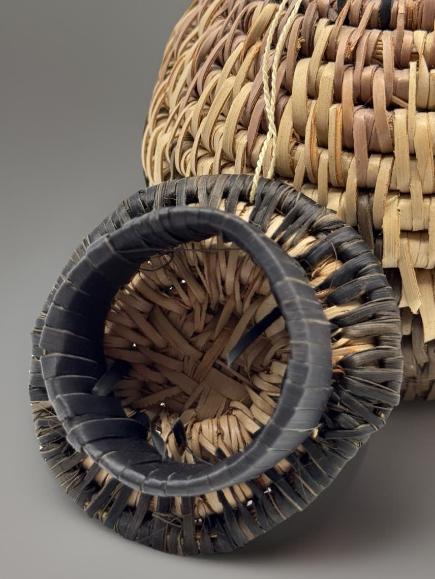 Hand Woven Basket w Lid, small Herb container, African arts and crafts, decor 3