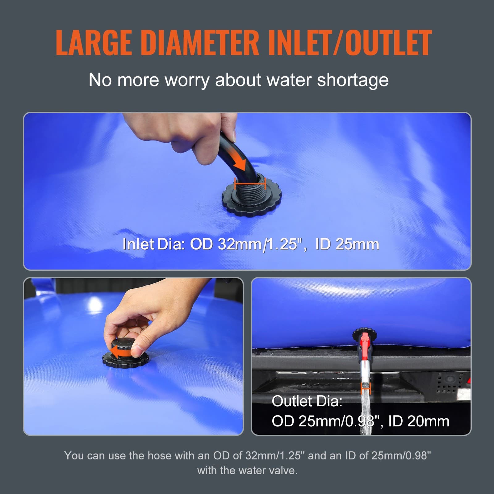 Portable Water Storage Bladder 142.6 Gal 1000D PVC Collapsible Water Tank 5