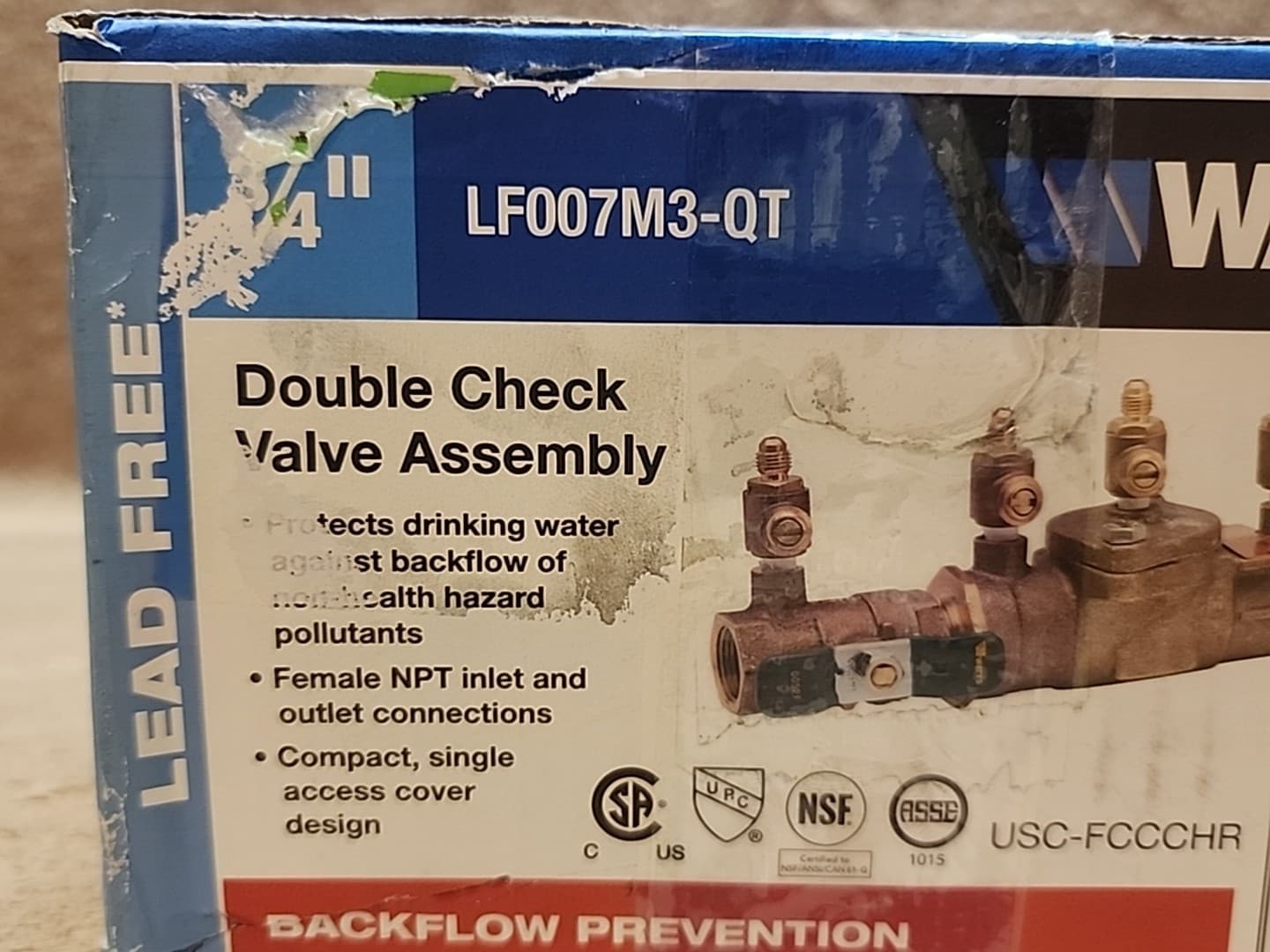 Watts Double Check Valve Assembly 3/4" LF007M3-QT Back Flow Prevention 5