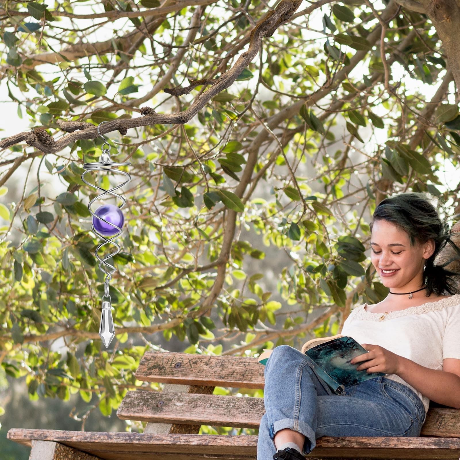 3 Pcs Gazing Ball Spiral Tail Decorative Wind Spinner for Indoor Outdoor Decor 2